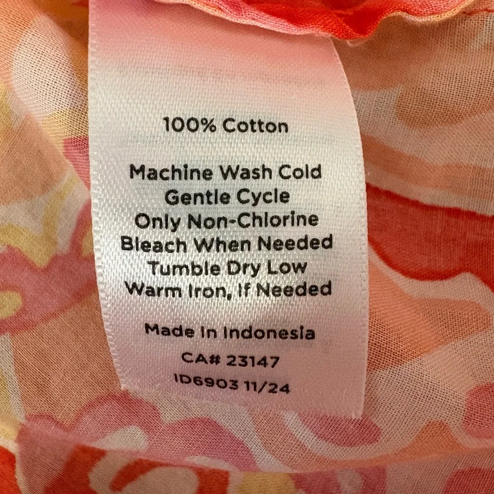 TALBOTS Modern Classic Paisley Blouse Pink Orange Button Down Boho Chic S - Picture 7 of 7